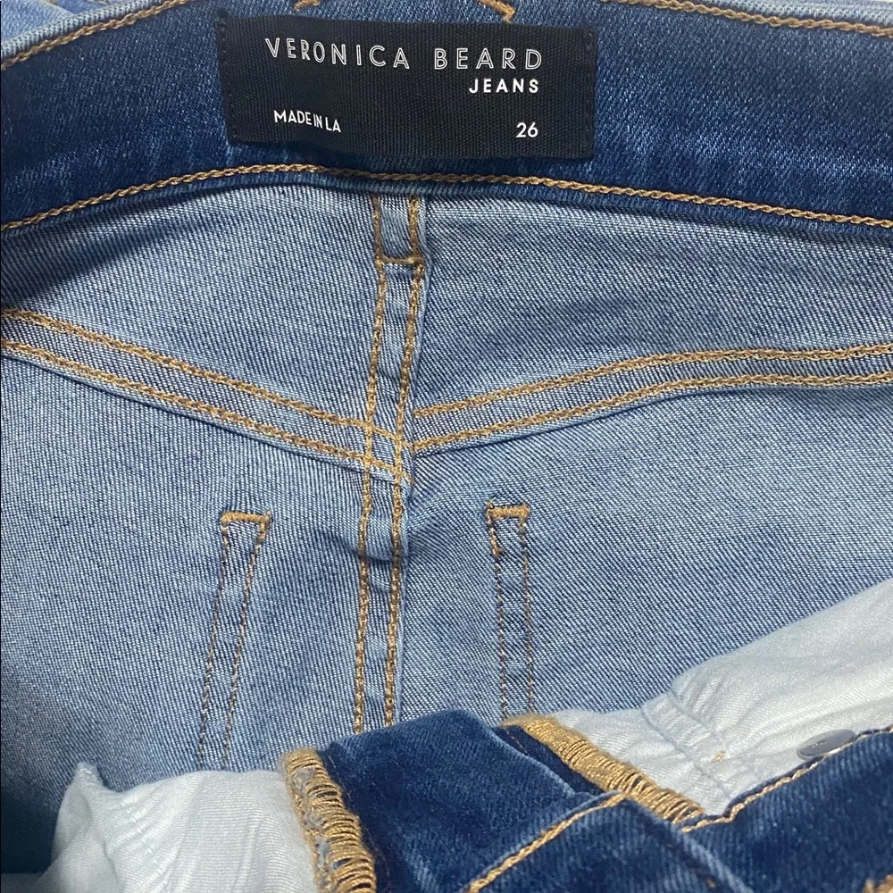 Veronica Beard Carson Mid-Blue Kick-Flare Jeans - Picture 3 of 4